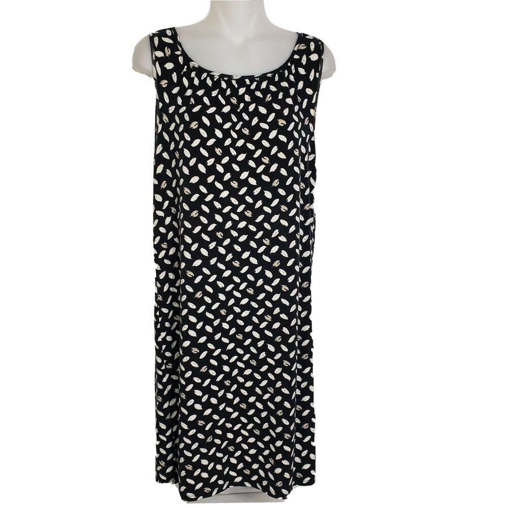 J. JILL Wearever Collection Womens Shift Dress Small Petite Stretch Black Print